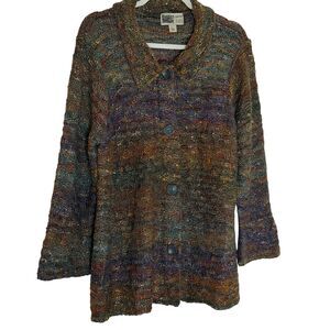 Habitat Clothes To Live In Cardigan Sweater Marled Confetti Gray L bv